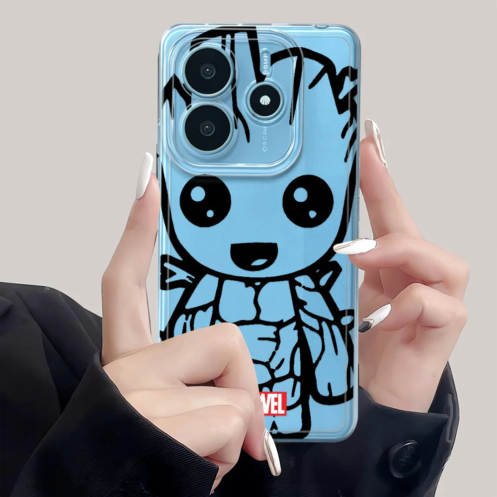 Case for Xiaomi Redmi Note 15 14 Pro Plus 12 12S 11S A4 11 Note 13 13C 14C 9 10 15Pro Soft Phone Cover Iron Spider Man Groot