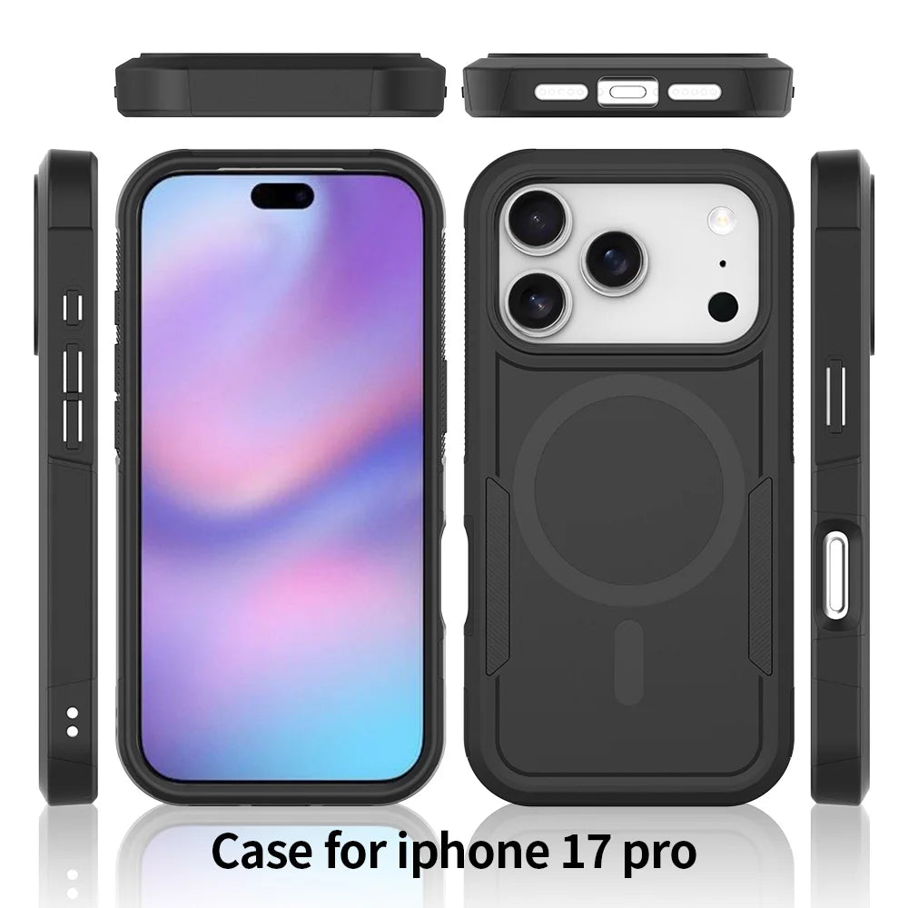 Shockproof Magnetic Phone Case For iPhone 17 Pro Max Air 17e 16e 15 14 Plus 13 12 Rugged For MagSafe Wireless Charging Cover
