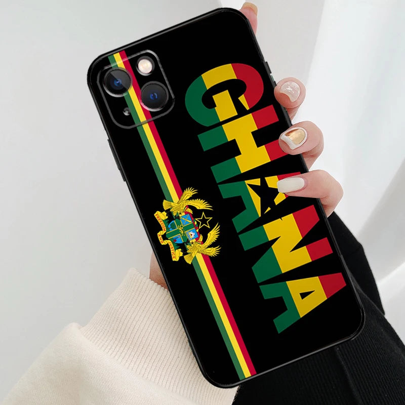 Ghana Flag Banner National Phone Case For iPhone 17 Pro Max 16 15 14 11 12 13 Pro Max mini 15 16 Plus 16e 17 Air Cover