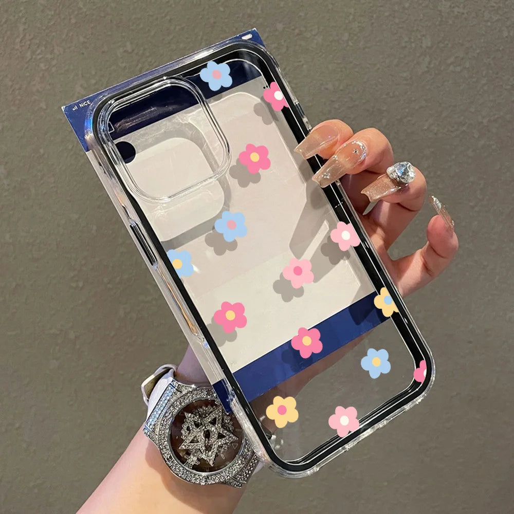Transparent Flower Phone Case For Samsung S26 Ultra S25 A57 A56 A35 A36 A37 A26 A16 A17 A07 A06 A05 2 IN 1 Shockproof Soft Cover