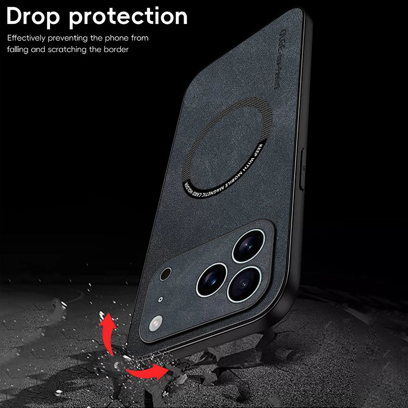 Magnetic For Magsafe Phone Case For iPhone 17 16 13 12 11 Pro Max Leather Cases For iPhone 17 Air 15 14 Pro Max 16 Plus Cover