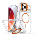 For Magsafe Transparent Phone Cases For iPhone 17 Pro Max Air 14 15 Plus 11 13 12 16 Pro 16E Camera Metal Holder Protector Cover