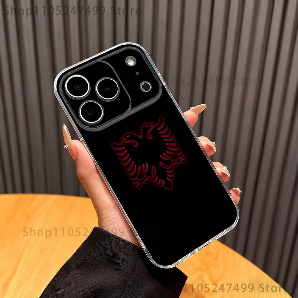 Albania Flag Albanians Phone Case For iPhone 16,15,17,12,13,14,11 Max,Pro,Plus,X,XS,XR,SE4,E Mini Transparent Cover