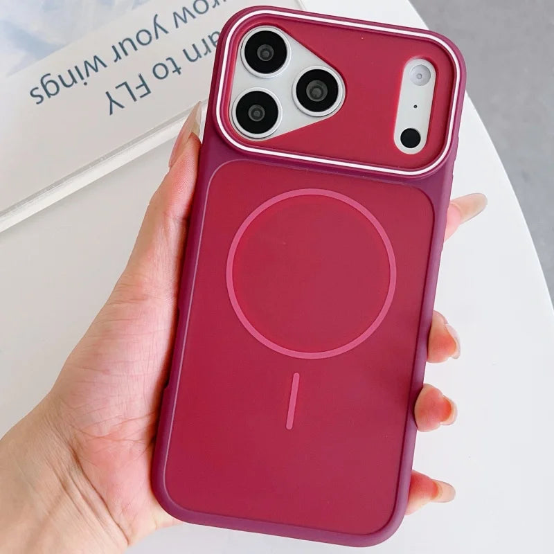 Luxury Glossy Matte Armor Wireless Charging Case for iPhone 17 Air 16 15 14 13 12 Pro Max Plus Silicone Soft Bumper Magnet Cover