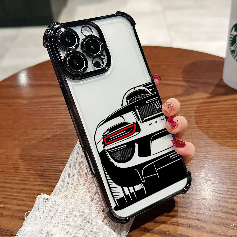 Cool Line Sports Car Male Love Phone Case for iPhone 17E 11 13 15 16 17 Pro Max 14 Plus 17Air 16E Pro 12 17Pro Soft Clear Cover