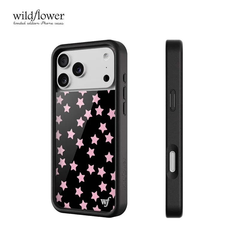 Wildflower ins Super Cute Star Phone Case for iPhone 17 16 15 14 13 12 Pro Max Plus WF Fashion Black Red shockproof Back Cover
