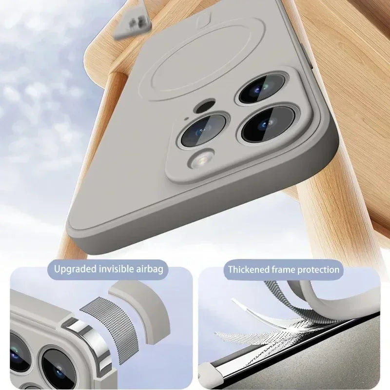 Liquid Silicone Case For iPhone 17 16 15 14 13 12 11 17Pro Max Plus 17Air For Magsafe Magnetic Wireless Charge Soft Cover funda
