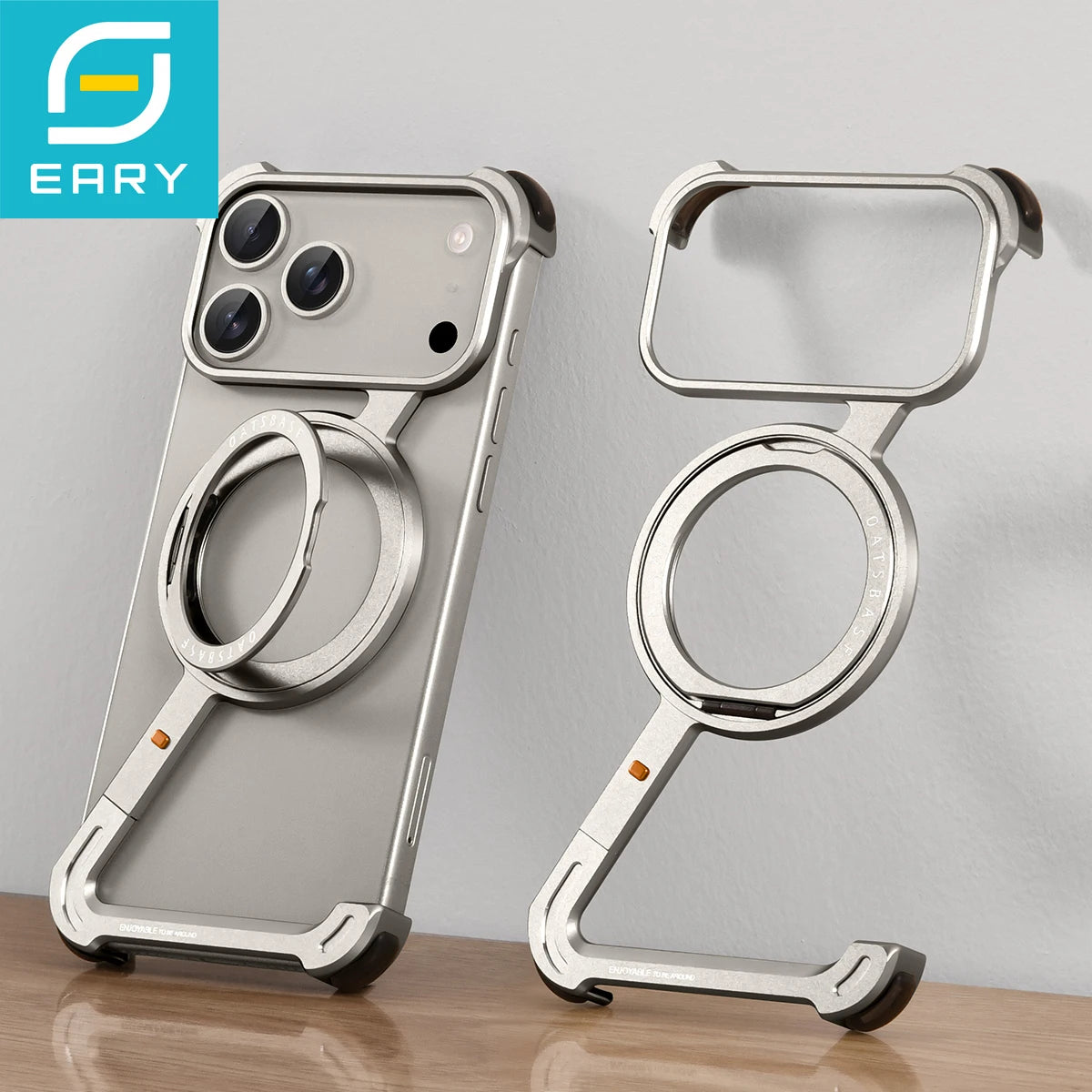 Eary Z Case for iPhone 17 Pro Max Air Phone Case Frameless 360°Rotation Magnetic Stand for Magsafe Shockproof Protective Cover
