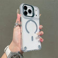 Luxury Magnetic Clear Case For iPhone 17 Pro Max 16 15 14 13 12 Pro Max 17Air For Magsafe With Glass Lens Protector Stand Cover
