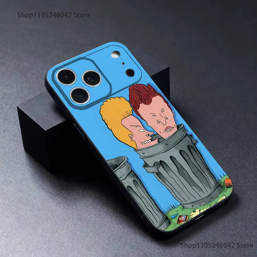 B-Beavis and Butthead Wear-resistant Phone Case For iPhone 17,16,15,14,13,12,11,Pro,XS,Max,XR,Plus,E,SE4,Mini Black Soft Cover
