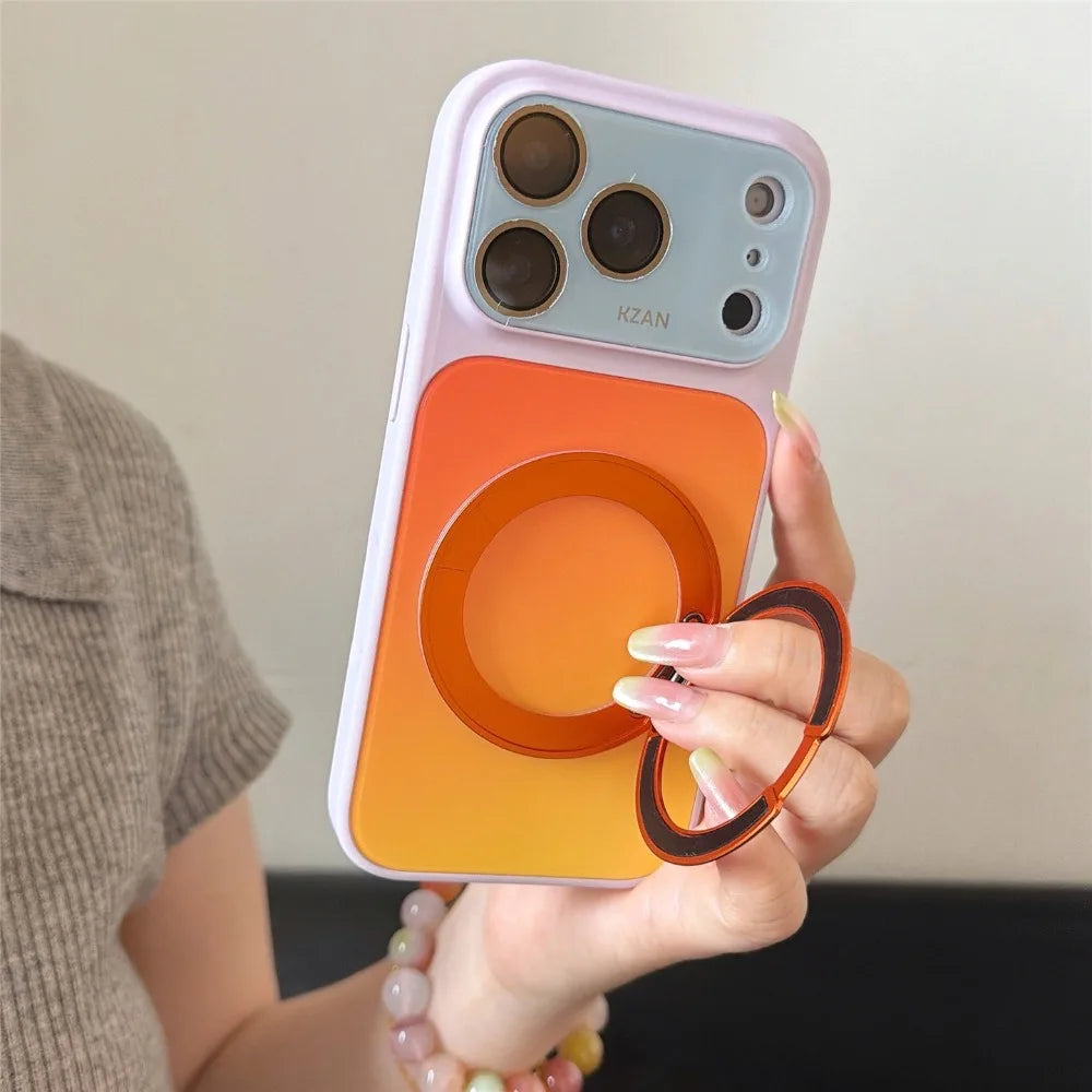 Liquid PC Contrast Color Gradient Bracket for Masgafe Case for iPhone 17 Pro 16 15 14 13 Pro Max for Magnetic Stand Holder Cover