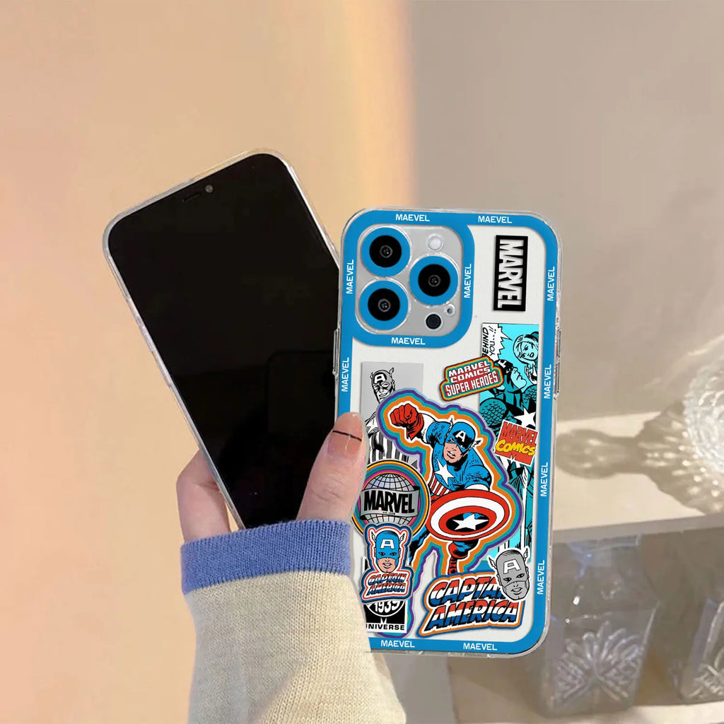 Marvel Avengers Captain America Phone Case For Samsung S25 S24 S23 S22 S21 S20 FE Note20 Note10 Plus Ultra Lite Clear Soft TPU