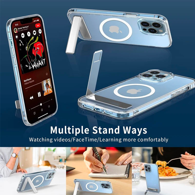 Magnetic Stand Phone Case for iPhone 17 16 15 14 Pro Max Plus 12 13 Mini 11 Mobile Cases with Kickstand Shockproof  Back Cover