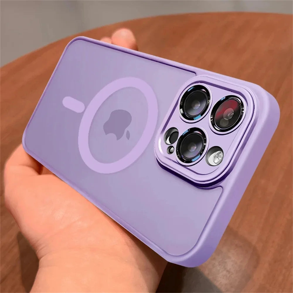Lens Protection Case For iPhone 11 12 13 Proa Mx mini 15 16 Plus iPhone 16 15 14 Matte Translucent Magsafe Wireless Charge Cover