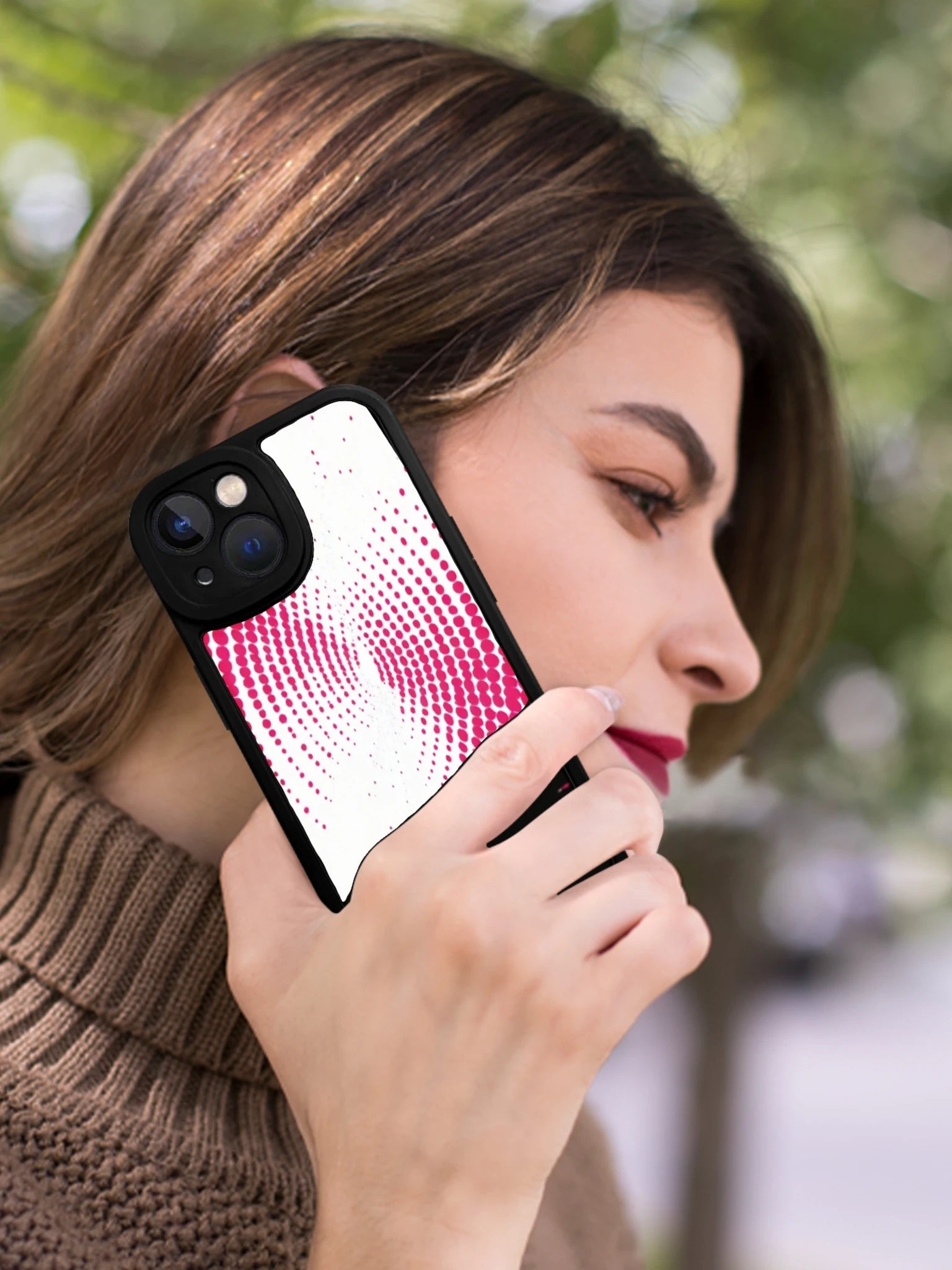 Phone Case With Pink Dot Pattern Design For Iphone X To Iphone 16 Pro Max Protective Cover For Daily Use And Fashion Style