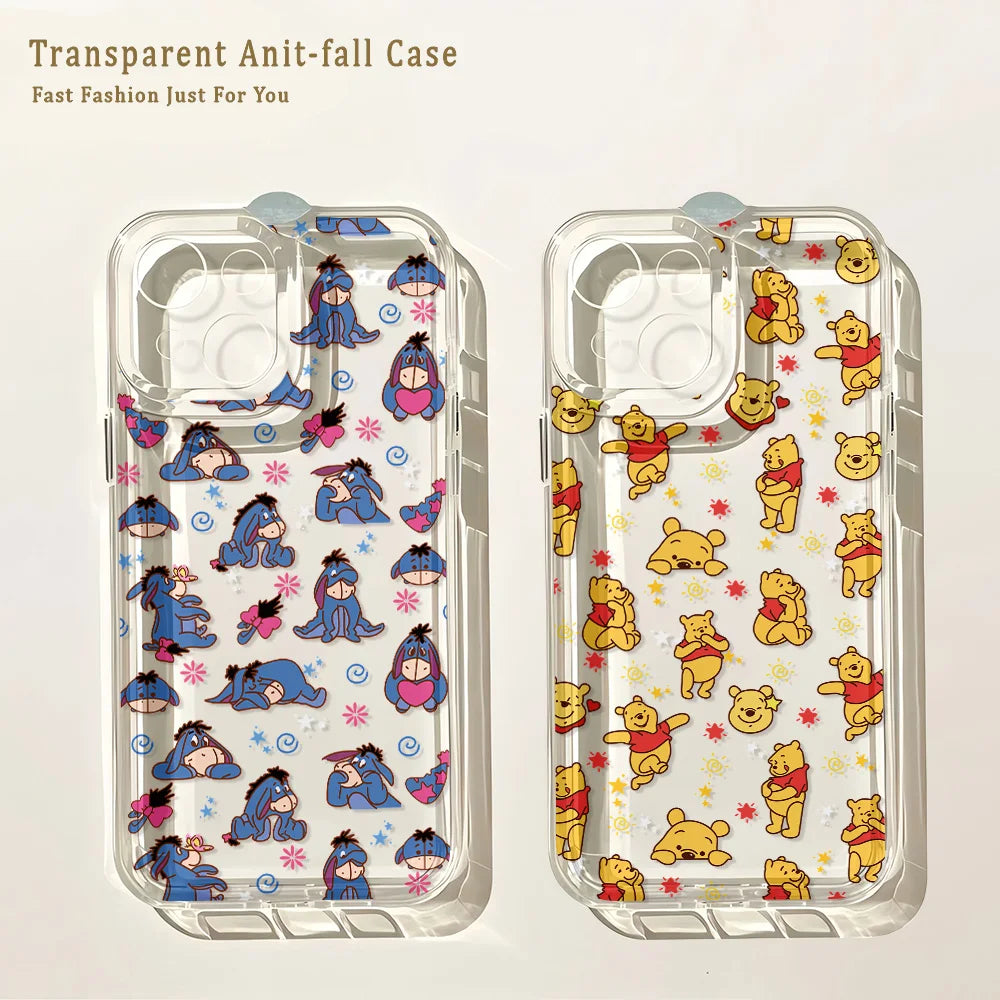 Cute Winnies The Poohs Bear Phone Case For IPhone 17 16 16e 15 14 13 12 11 Mini Pro Max X XR 7 8 Air Plus Transparent Back Cover
