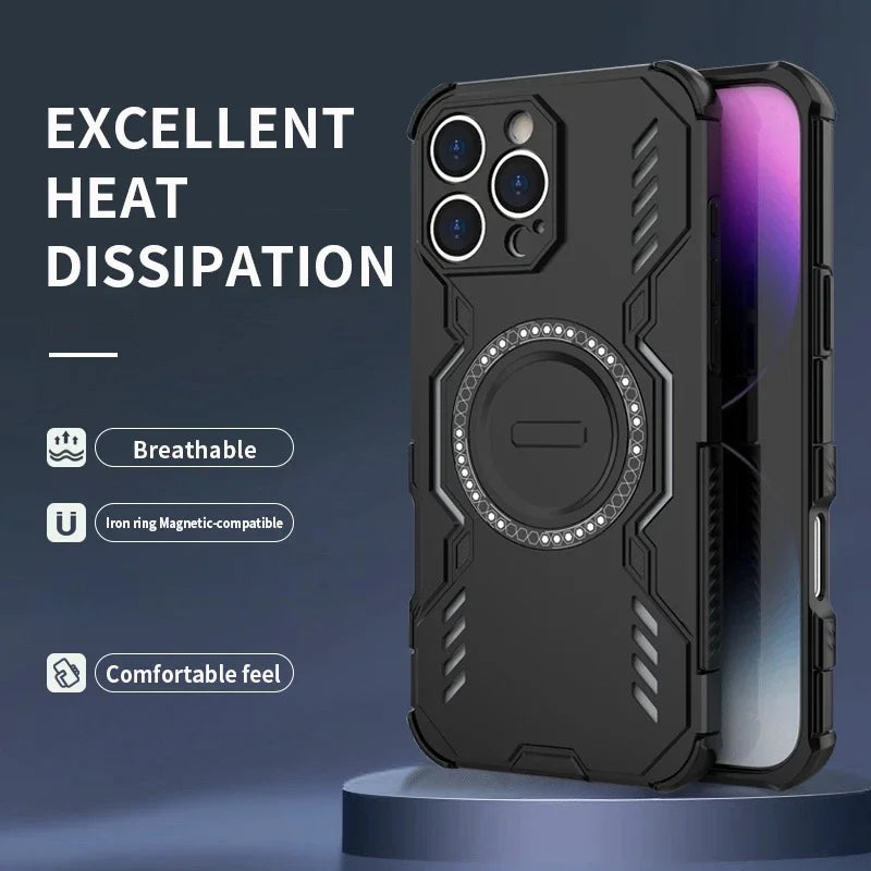 Armor Heat Dissipation Case for iPhone 17 Pro Max 17 Air Magnetic Wireless Charge Cover for iPhone 16 15 Pro16E 15Plus 16Plus