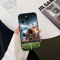 Fire Football Soccer Ball Phone Case Soft TPU Skin-Friendly For IPhone 17/16/15/14/13/12/11 Series: PRO, MAX, PLUS ,Mini