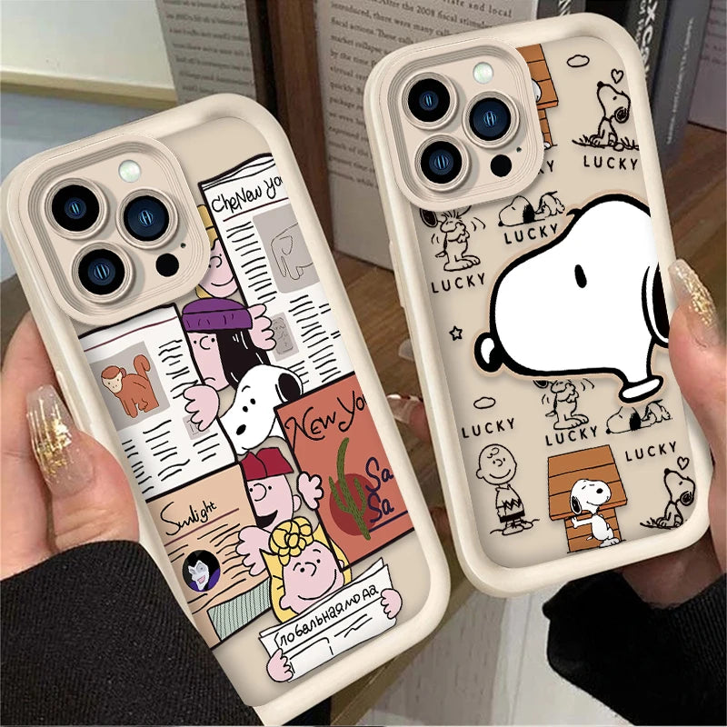 Cartoon S-Snoopys Silicone Phone Case For iPhone 17 Air 16 16E 15 14 13 12 11 Pro Max X XS X S Max XR SE 2020 SE4 7 8 Protector