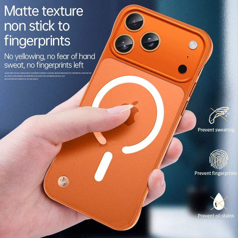 For iPhone 17 Pro Max Air Frameless Magnetic Frosted Case For Magsafe Wireless Charging Shockproof Matte Transparent Phone Cover
