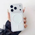 Luxury Magnetic Translucent Airbag Bumper Case For iPhone 17 14 15 13 16 Pro Max 17Pro Cases For Magsafe Shockproof Back Cover