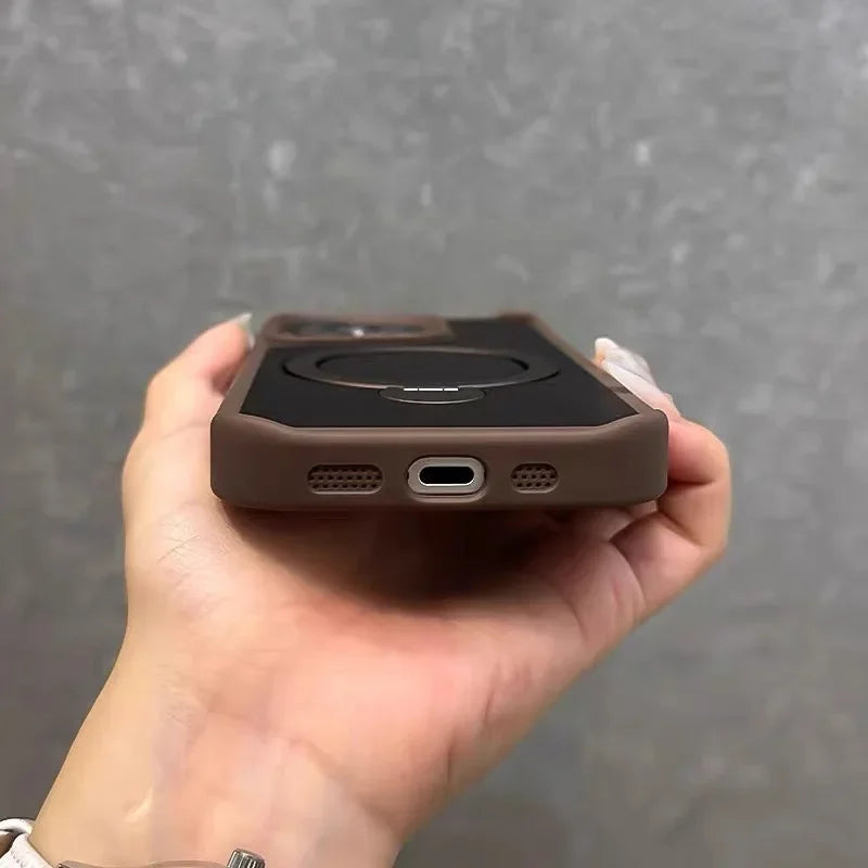 Luxury Magnetic for Magsafe Bracket Stand Phone Case for iPhone 13 15 16 Pro Max 12 14 Plus Folding Stand Shockproof Back Cover