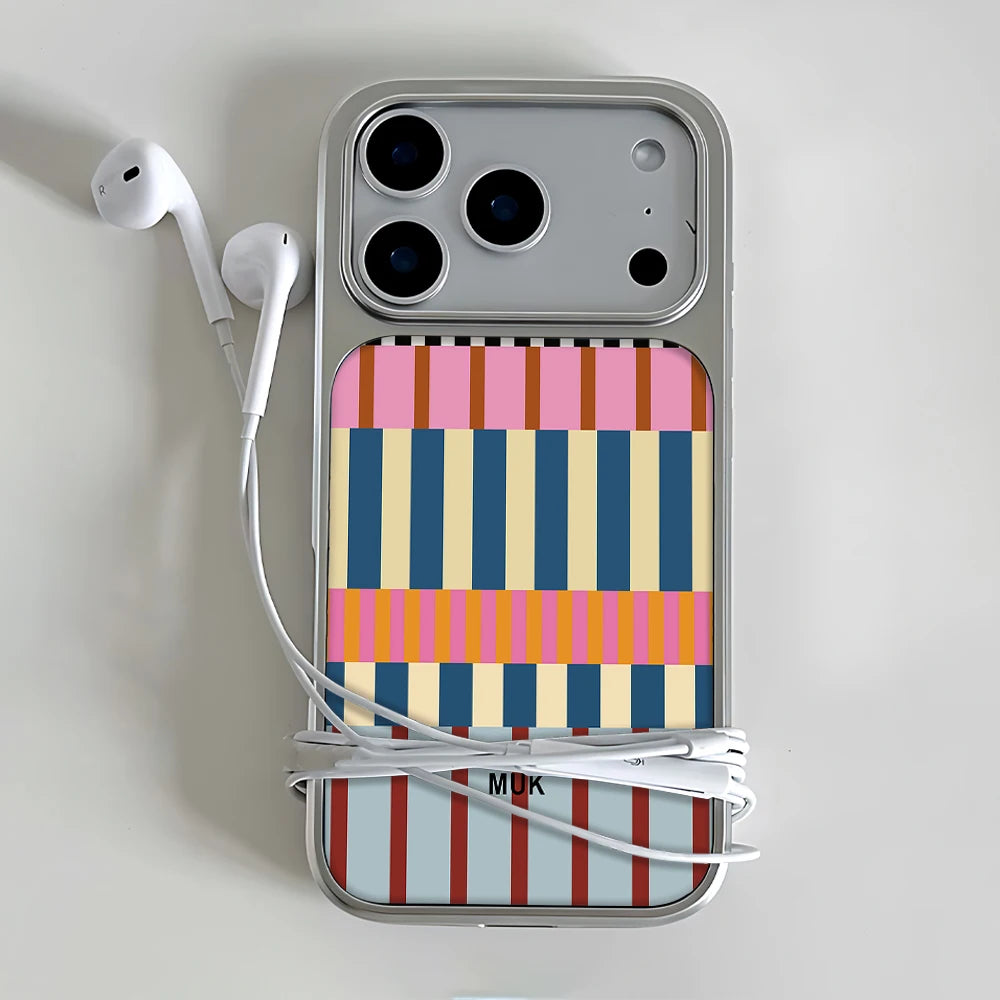Clmj Block Stripe Print Phone Case for iPhone 17 16 15 14 13 12 11 Air Pro Max Plus Luxury Clear Soft Back Cover