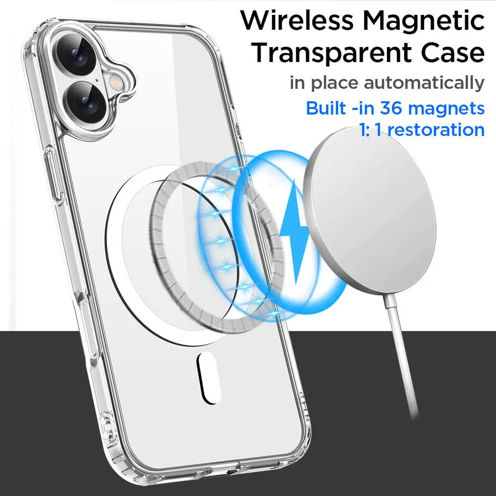 Original Magnetic Transparent Phone Case For iPhone 17 Air 16 15 14 13 12 11 Pro Max Plus 16e E Magsafe Silicone Cover Funda