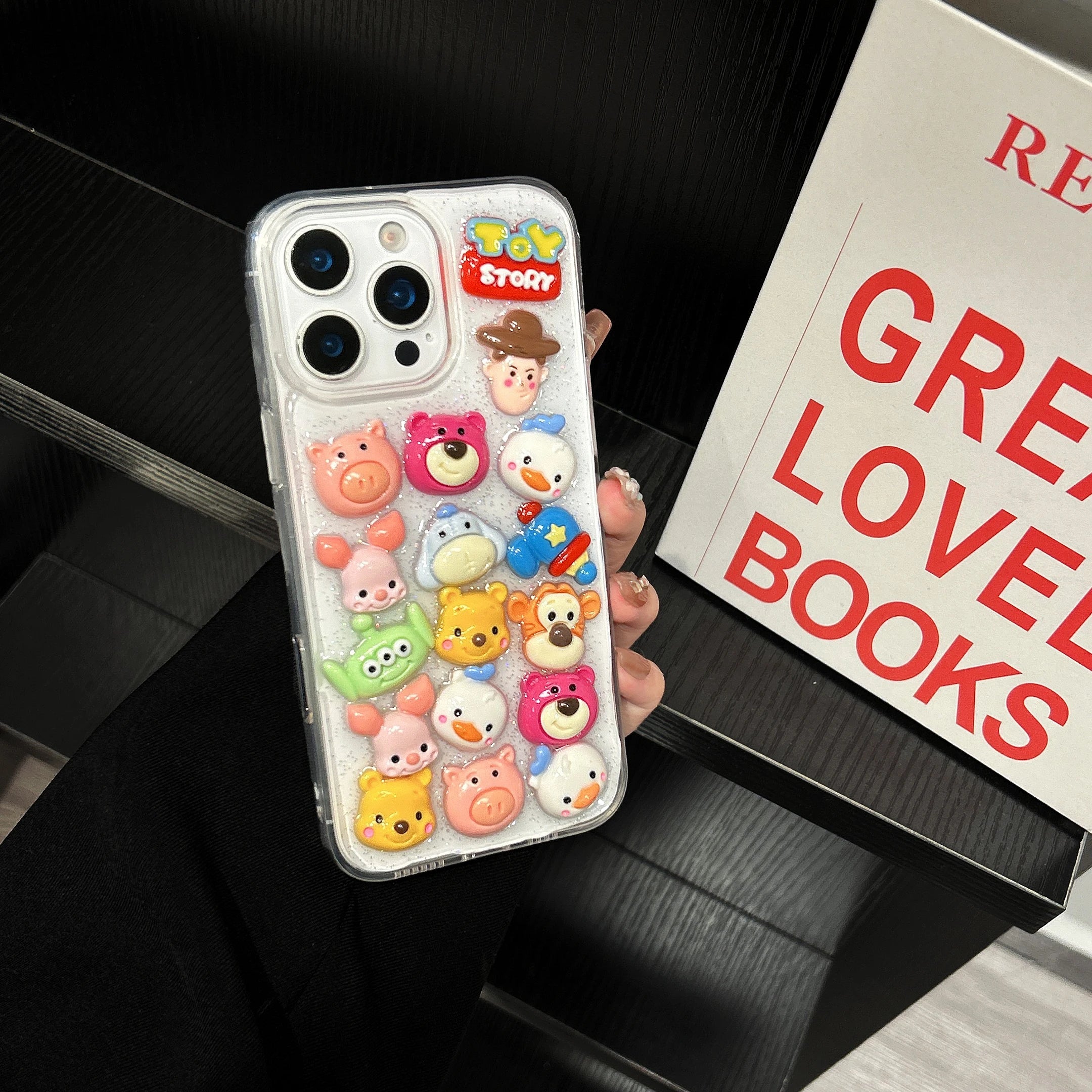 Cute 3D cartoon strawberry bear toy mobilization dropper phone case for iPhone 16 15 14 13 12 11 Pro Max Plus protective case.
