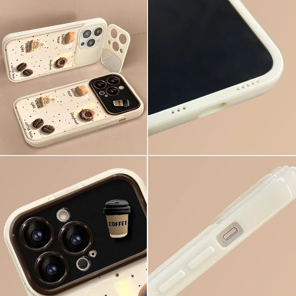 Wrist Chain Lanyard Phone Case for iPhone 16 17 15 14 13 12 11 Pro Max Plus 3D Cartoon Bear Sweet Soft Silicone Shockproof Cover