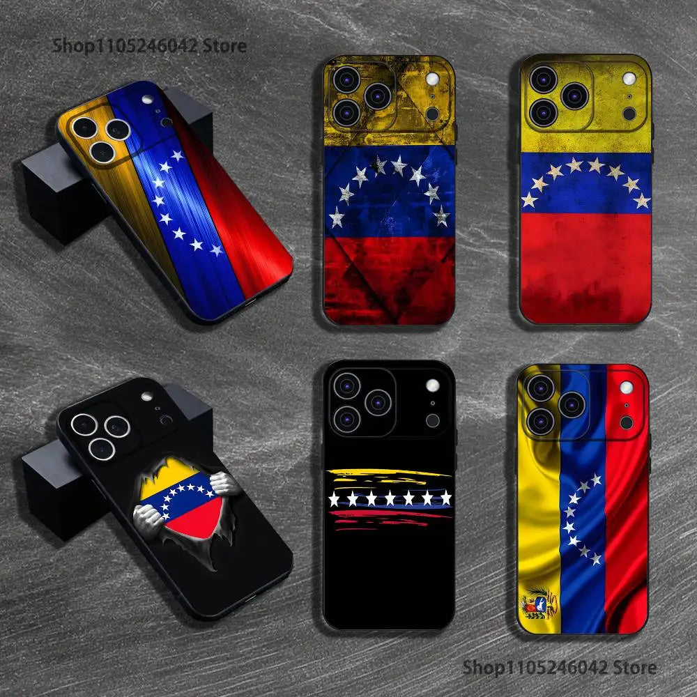 Venezuela Venezuelan Flag Wear-resistant Phone Case For iPhone 17,16,15,14,13,12,11,Pro,XS,Max,XR,Plus Black Soft Cover