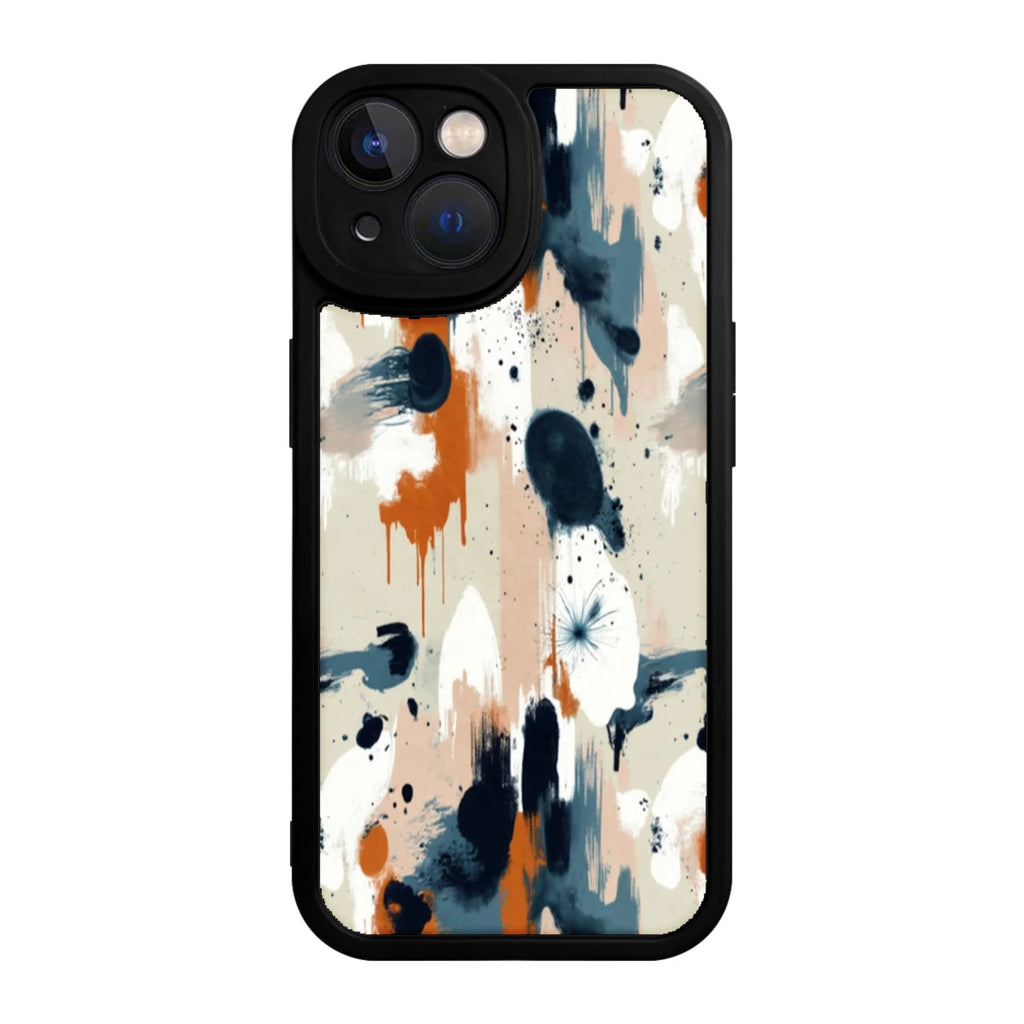 Phone Case With Abstract Paint Splash Design In Beige Blue Orange And White Colors For Iphone X To Iphone 16 Pro Max Protective Cover For Daily Use And Fashion Style