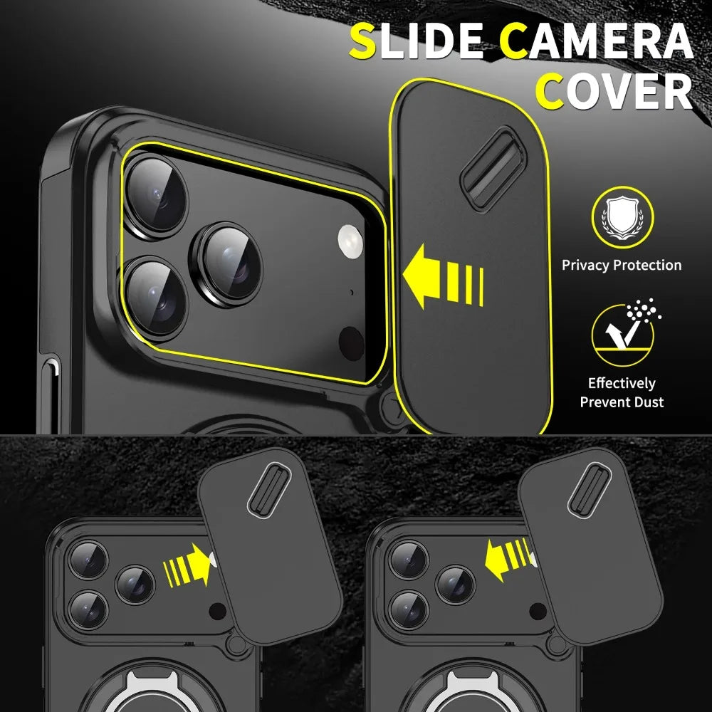Slide Camera Protection for Magsafe Magnetic Wireless Charging Armor Case for IPhone 17 Air 16 15 Plus 14 13 12 11 Pro Max Cover