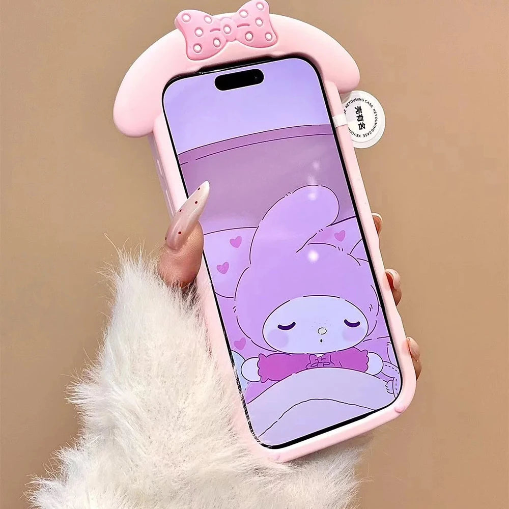 For iPhone 17 Pro Max 16 15 14 Pro 13 12 11 7 8 SE 5 5S 4 4S Kawaii Big Ear Melody 3D Cartoon Rubber Silicon Soft Phone Case