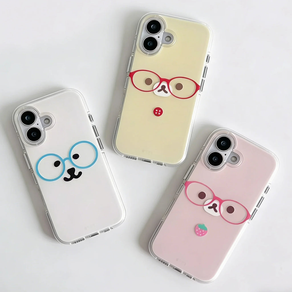 Cartoon Cute Bear Phone Case for iPhone 17 16e 16 15 14 13 12 11 Pro Max X Xs XR XSMax 8 7 6 6s Air Plus Feather Texture