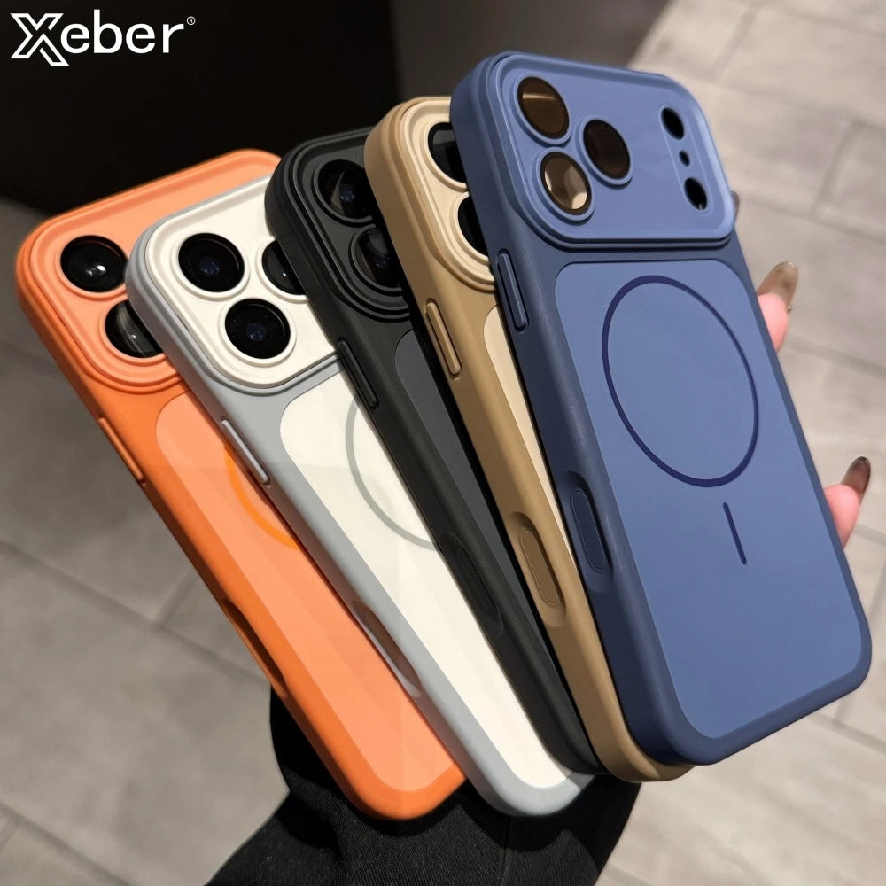 Lens Protection Liquid Silicone Intelligent Touch Button Case For iPhone 17 Pro Max 16 13 14 15 Plus For Magsafe Magnetic Cover