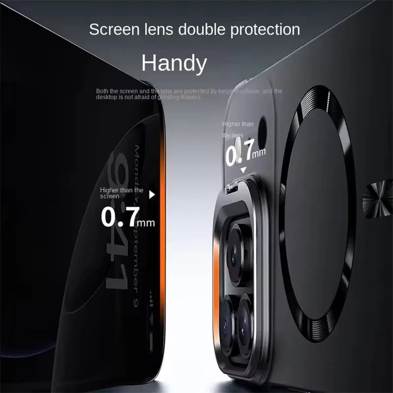Lens Holder Frameless Magnetic Case For iPhone 17 16 15 14 Pro Max Air 13 For Magsafe Solid Color Ultra Thin Skin Feel PC Cover
