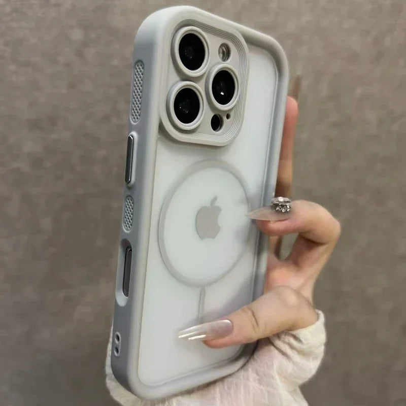 Luxury Matte For Magsafe Transparent  Case For iPhone 17 16 15 14 13 12 Pro Max Funda Plus Air Magnetic Shockproof Bumper Cover