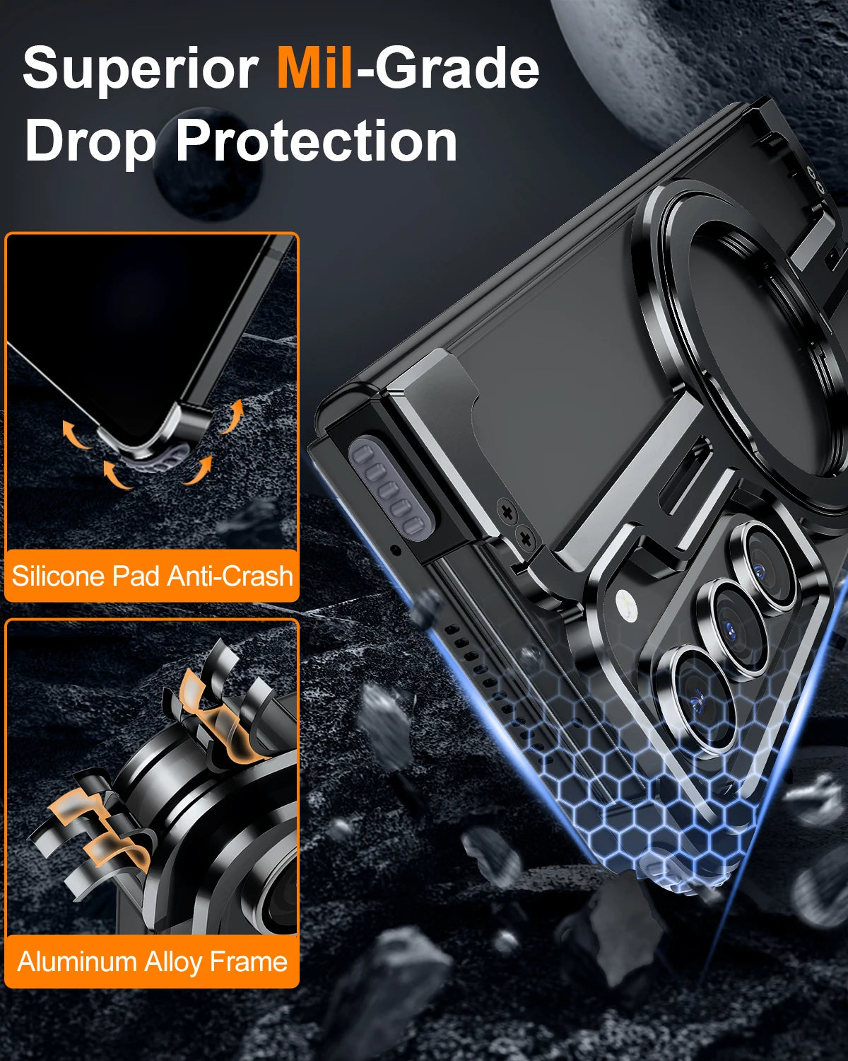 Eary Frameless Case for Samsung Galaxy Z Fold 7 for Magsafe 360°Rotation Stand Magnetic Wireless Charging Aluminum Phone Cover