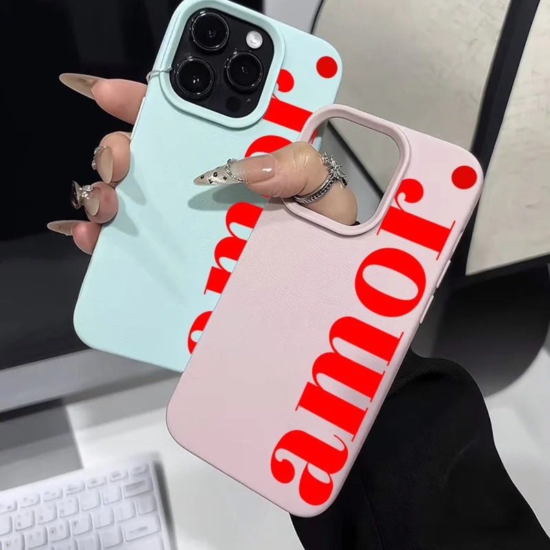 The Red Artistic Letter Pattern Phone Case For iPhone 17 16 15 14 13 12 11 Pro Max 17 Air 16E XS X XR Plus Shockproof Soft Cover