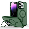 Shockproof Armor Matte Case For iPhone 17 16 15 14 13 12 11 Pro Max 16Pro iPhone16 Magsafe Mag Safe Wireless Charge Stand Cover