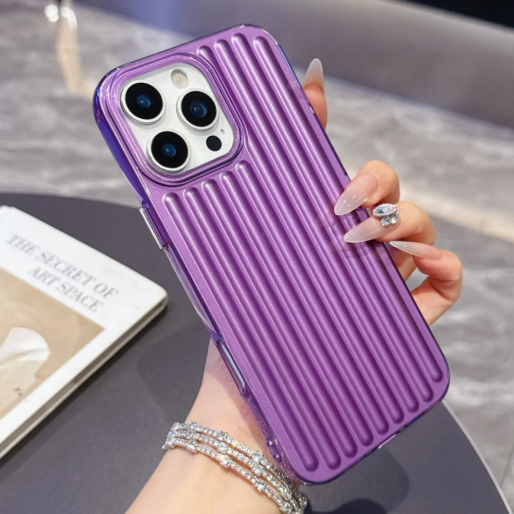 Vertical 3D Stripe Frosted Bumper Case For iPhone 17 Air 16 15 14 Pro Max Plus 13 12 11 Shockproof Soft TPU Luxury Phone Cover