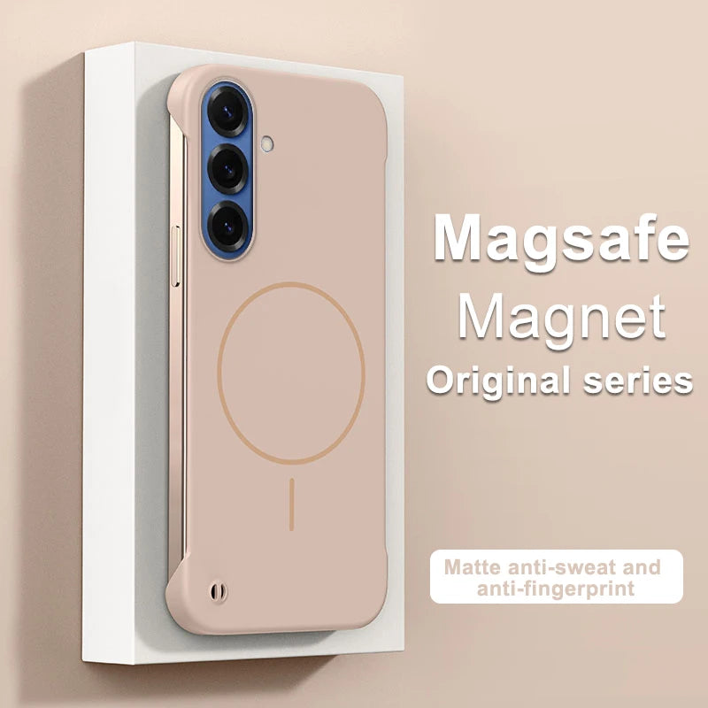 Frameless Magnetic Case For Samsung Galaxy S26 S25 Edge S24 S23 S22 S10 Plus Note 20 Ultra S20 FE For Magsafe Hard PC Back Cover