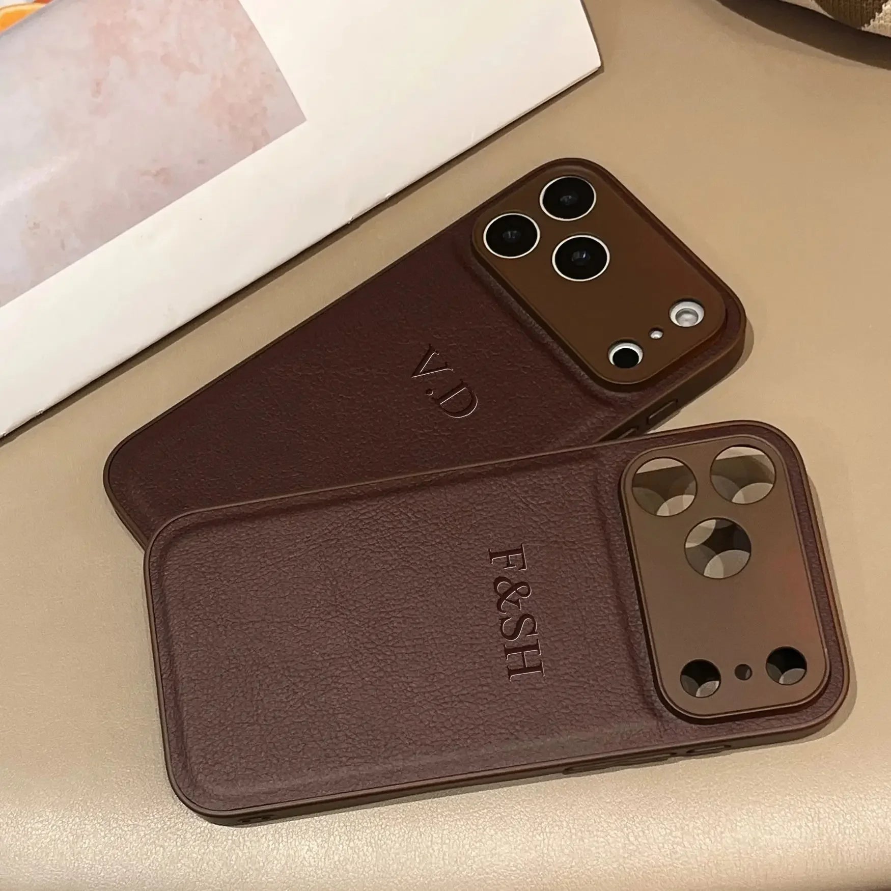 Personalized Phone Case For iPhone 17 16 15 14 13 12 11 Pro Max Plus 17Air Luxury PU Leather Customized Initials Name Gift Cover