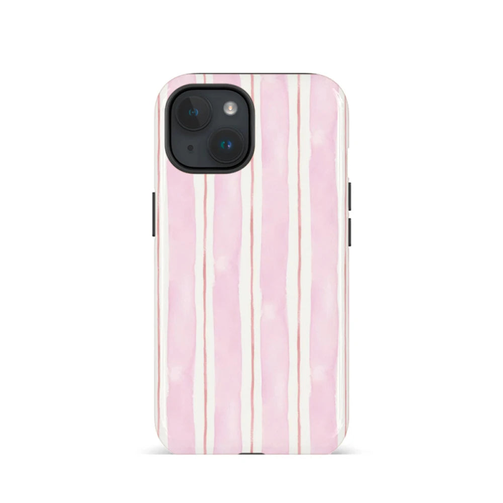 Designer Pink and White Stripes Phone Case for IPhone 17 16 15 14 13 12 11 XS XR Air Pro Max Plus Luxury Double-layer Back Cover