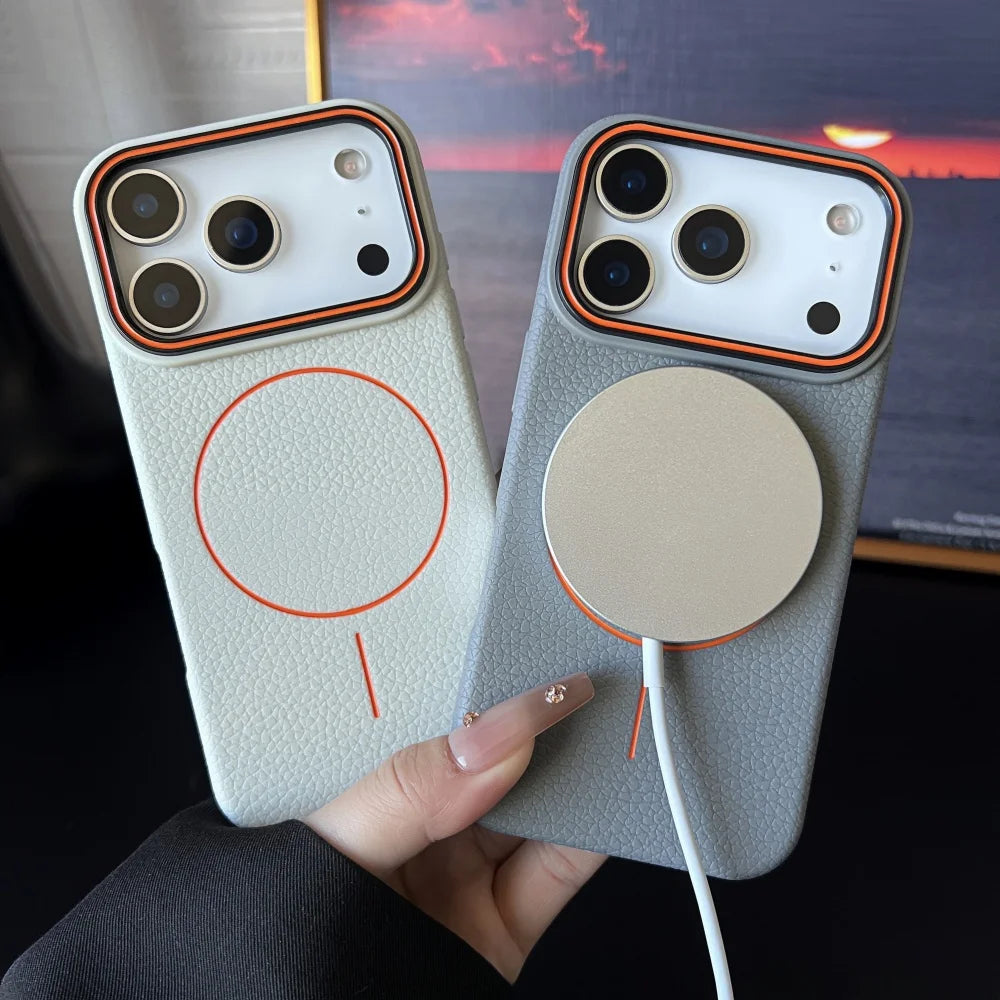 Lichee Pattern Magnetic 17promax Case for IPhone 17 Pro Max 16 14 15 Plus 13 12 17 Air Pro Max 11 for Magsafe Soft Cover