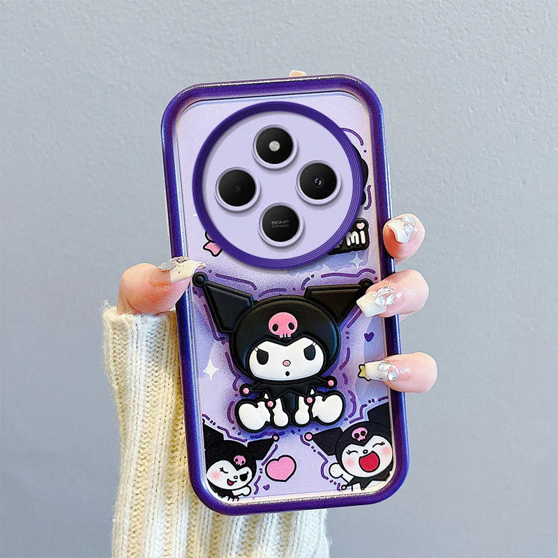 Sanrio 3D Cartoon Kuromi Phone Case For Xiaomi Redmi 15 15C 14C 13C 13R 13 12 12C 10 10A 9 9A 9T 9C 11A Wrist Strap Soft Cover