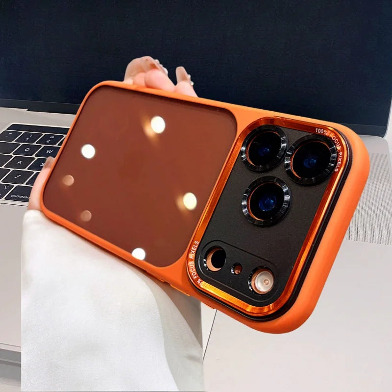 High-end Metal Camera Ring Case for iPhone 17 Pro Max，17 Pro，Smoke Black Translucent Cover with Acrylic Military Shockproof