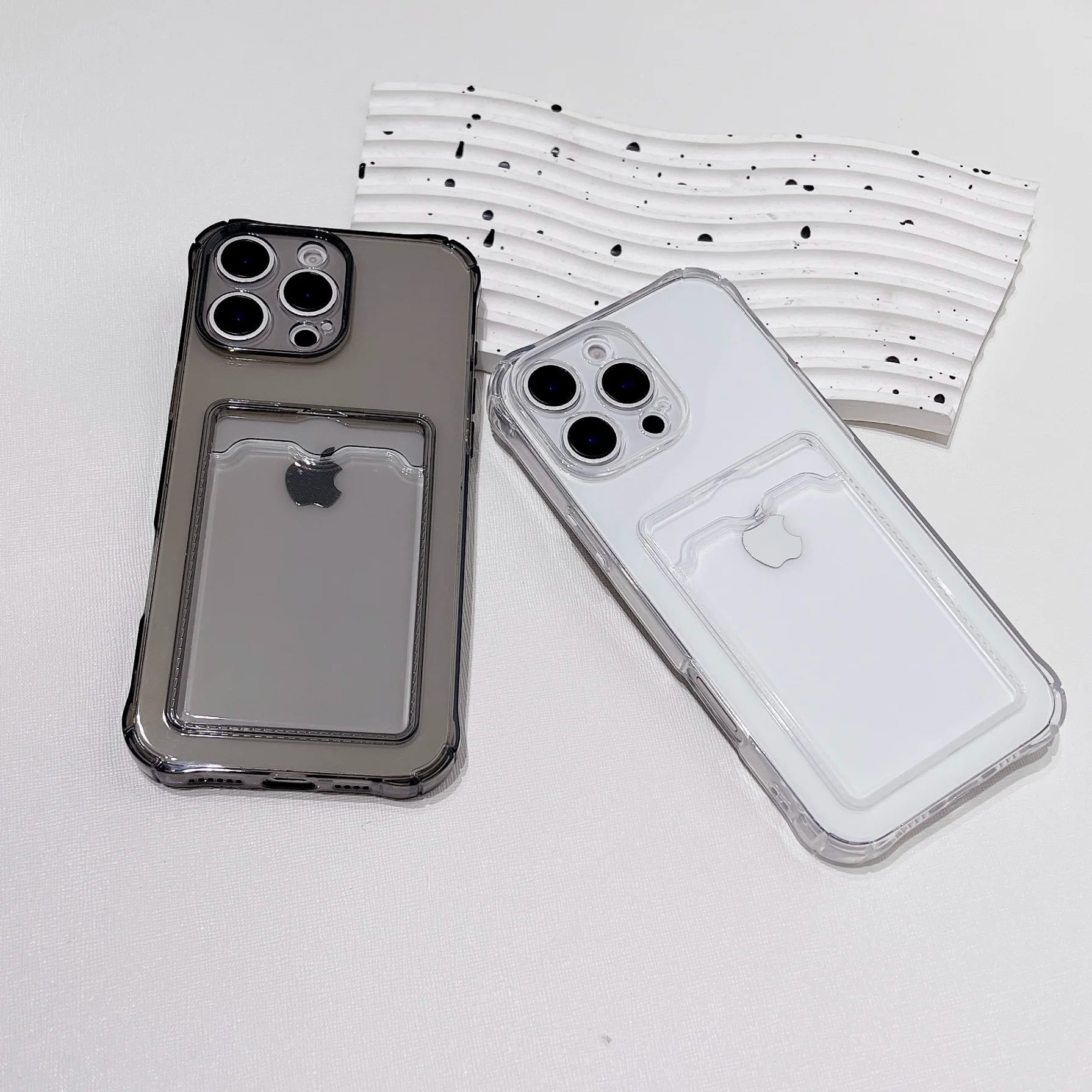 Shockproof Card Slot Pocket Phone Case For iPhone 17 16 15 14 13 12 11 Pro Xs Max 6 7 8 Plus Air 17e 16e XR Clear Wallet Cover