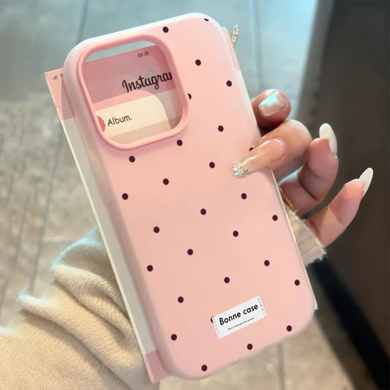 Cute White Polka Dots Design 2-in-1 Phone Case For Samsung Galaxy A56 A36 A16 A06 A54 S26 S25 FE S24 S23 S22 Ultra Plus Cover